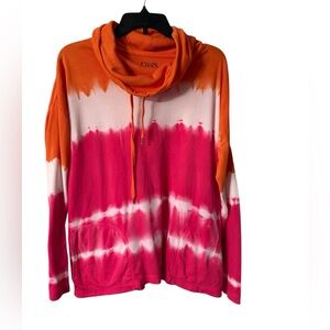 Chaps Orange and Pink Tie-Dye Hoodie size medium